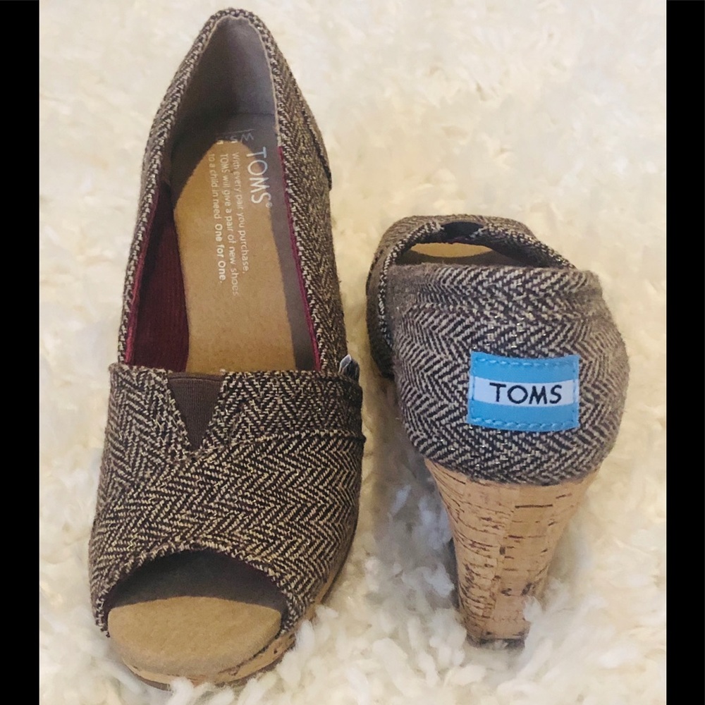 Toms | Womens Brown Tweed Stella Wedge Sandal